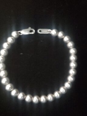 Vintage Sterling Silver 925 Beaded Bracelet 6.4 grms , 7"